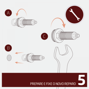 Instrução de preparação e fixação do novo reparo.